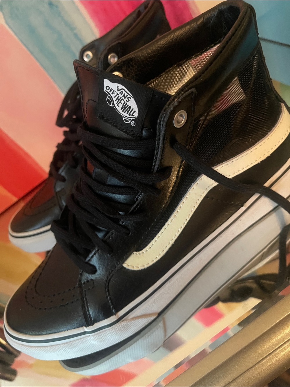 Vans Black High-Top Sneakers with White Side Stripe
